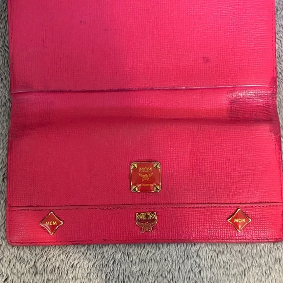 Authentic Vintage MCM Fuchsia Continental Wallet with Gold Accents and COA - Picture 14 of 16